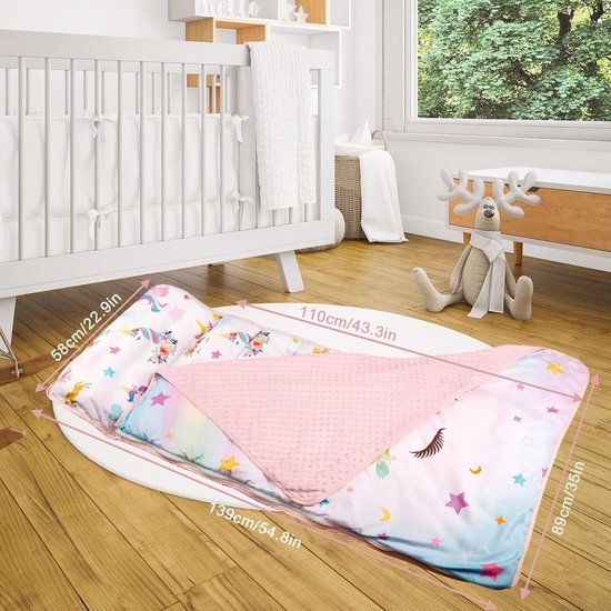 Peuter Slaapmat - Kinder dutmat - Comfortabel dutten - Verwijderbaar kussen en deken - 56 x 137 cm - Regenboog Eenhoorn — afbeelding 2