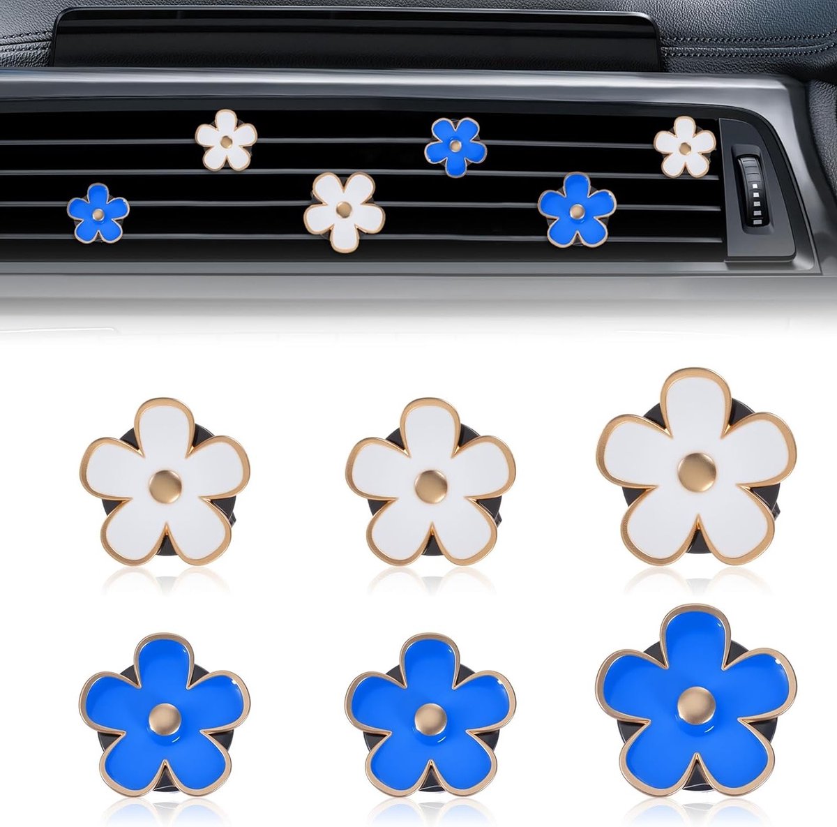 Zes Stuks Auto Luchtverfrisser Clips met Bloemenmotief voor Interieurventilatie - Aromatherapie Accessoires voor een Frisse Auto Sfeer