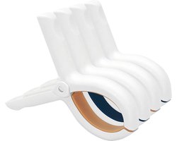 4 stuks grote handdoekclips voor strandstoelen - handdoekclips voor zwembadstoelen - stevige jumbo wasknijpers en grote clips met siliconen pads - multifunctionele stoelclips voor handdoeken
