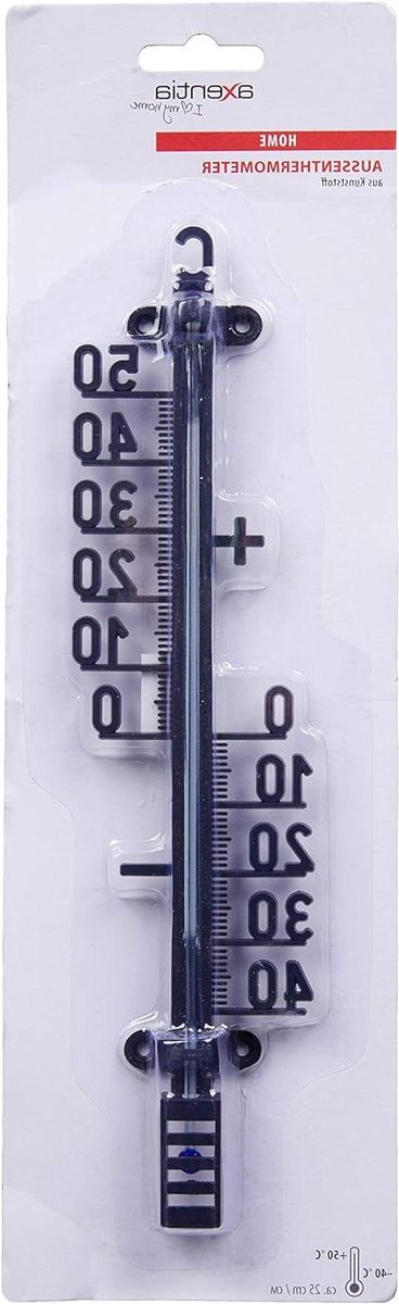 Buitenthermometer Zwart - Temperatuurmeter Tuin - Buiten Temperatuur Meten - Analoge Weergave - 25 cm - Zwart