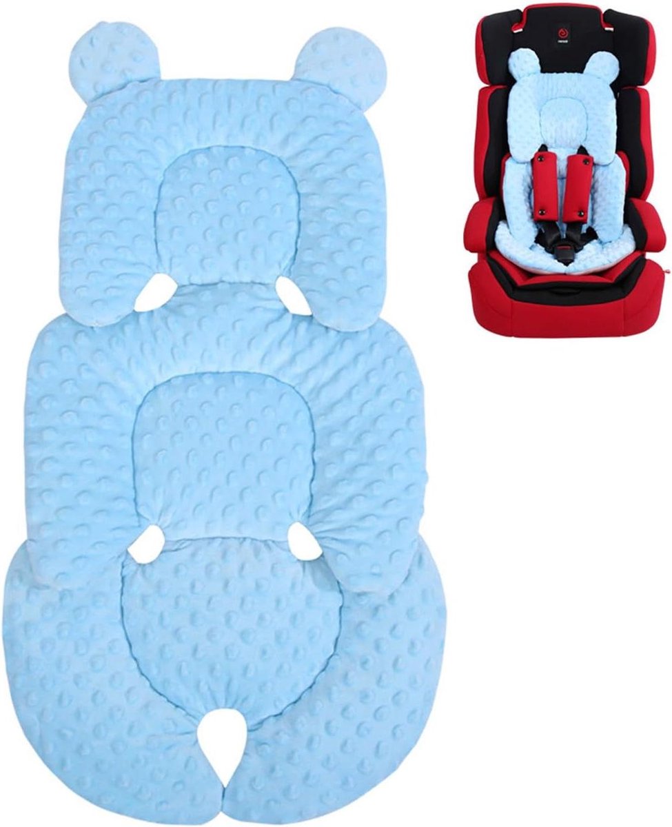 Stoelverkleiner baby - Baby zitkussen - Veilig reizen - Versterkte vleugels - 199 x 11 cm - Blauw