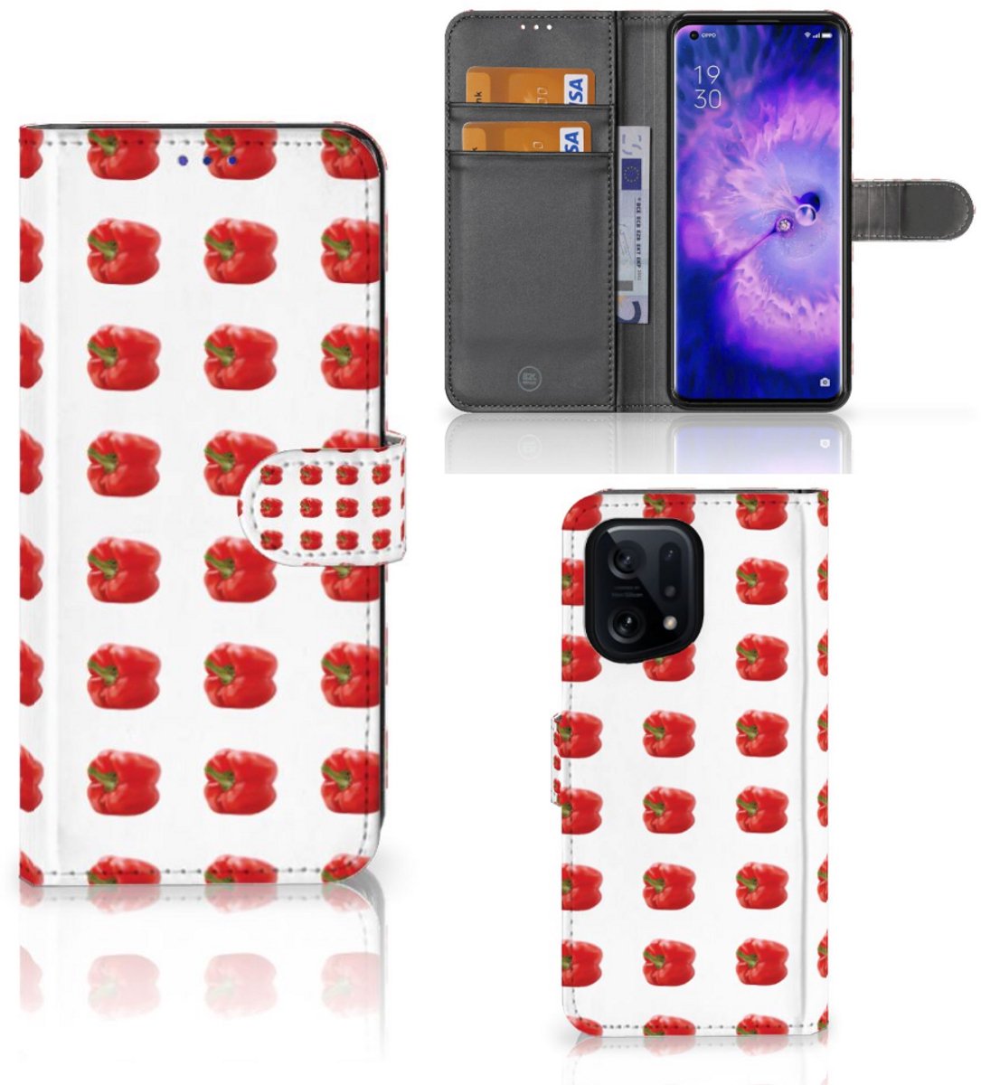 Book Case voor OPPO Find X5 Book Cover Paprika Red