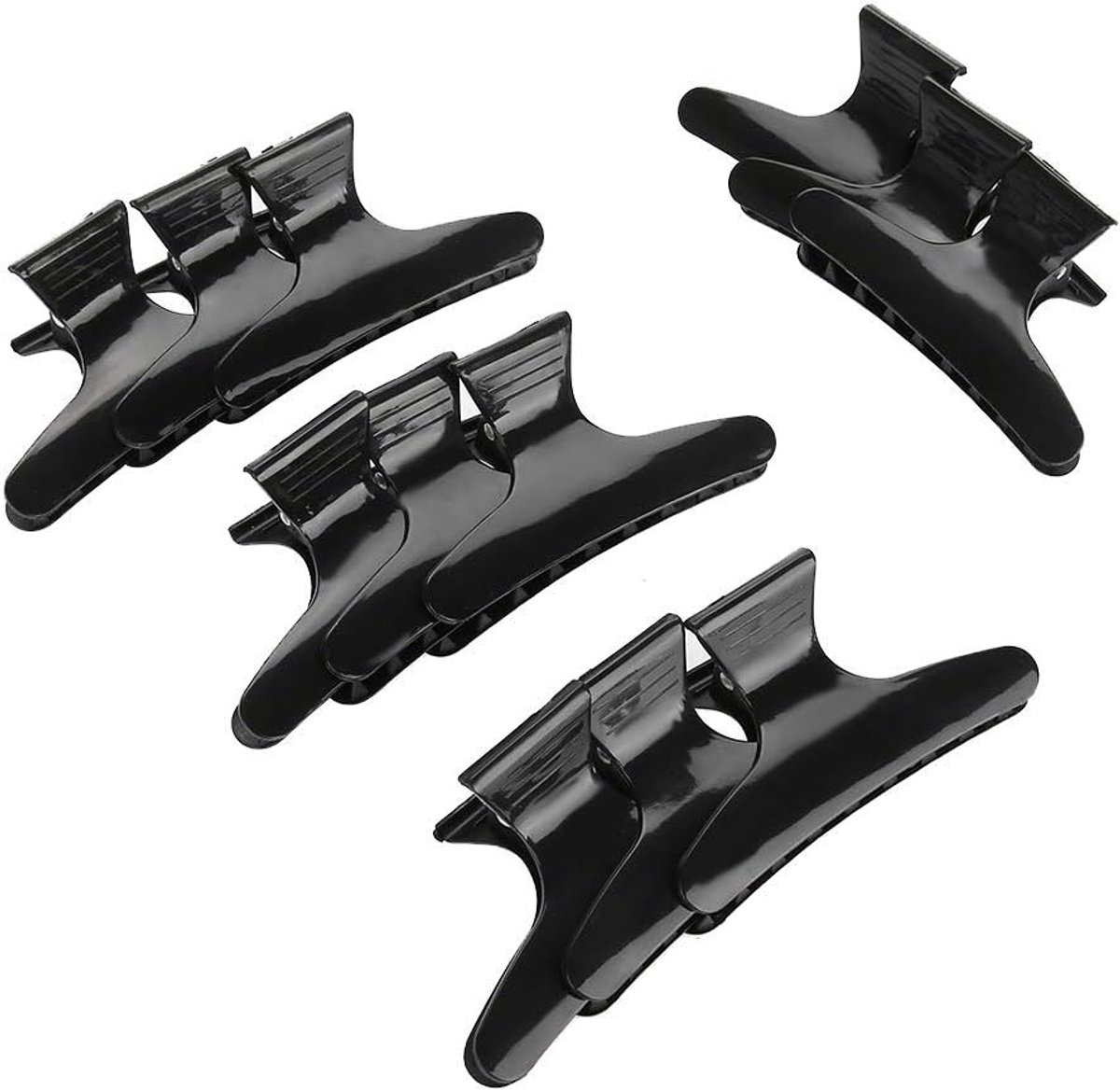 Set van 12 Zwarte Vlinder Haarclips - Klemmen voor Haarsectie, Kapsel Accessoires en Stylen