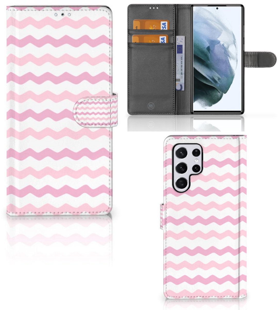 Samsung Galaxy S22 Ultra Telefoon Hoesje Waves Roze