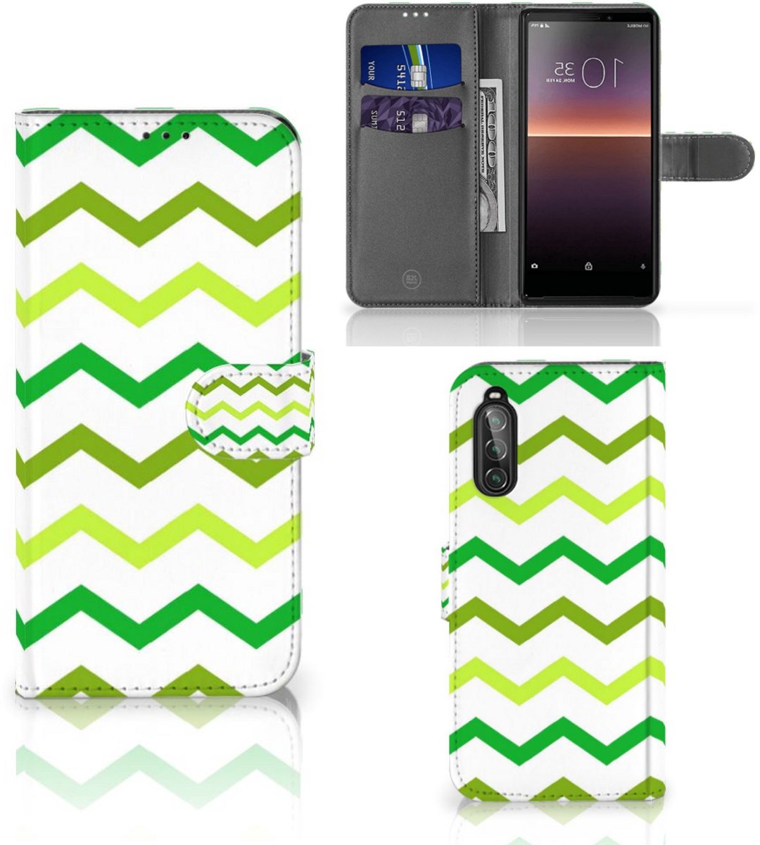 Sony Xperia 10 II Telefoon Hoesje Zigzag Groen