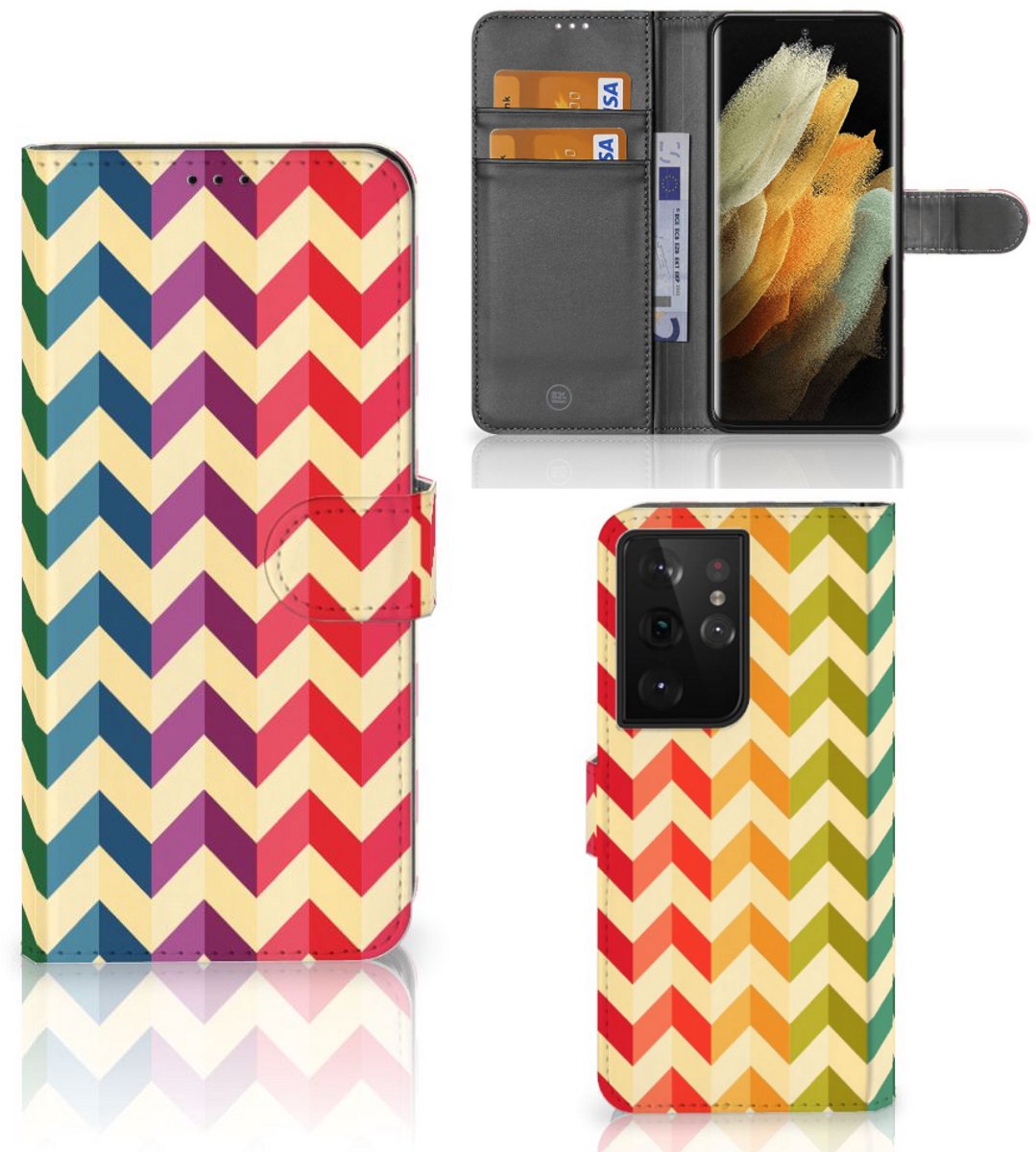 Samsung Galaxy S21 Ultra Telefoon Hoesje Zigzag Multi Color