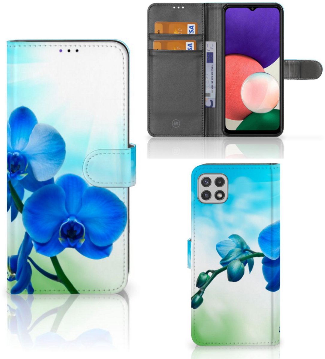 Samsung Galaxy A22 5G Hoesje Orchidee Blauw - Cadeau voor je Moeder