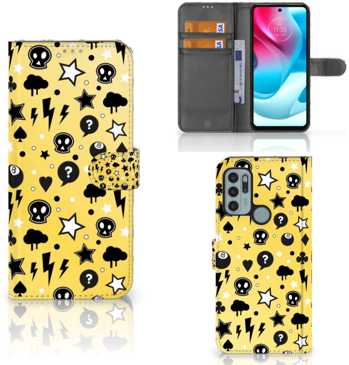 Telefoonhoesje met Naam Motorola Moto G60s Punk Geel
