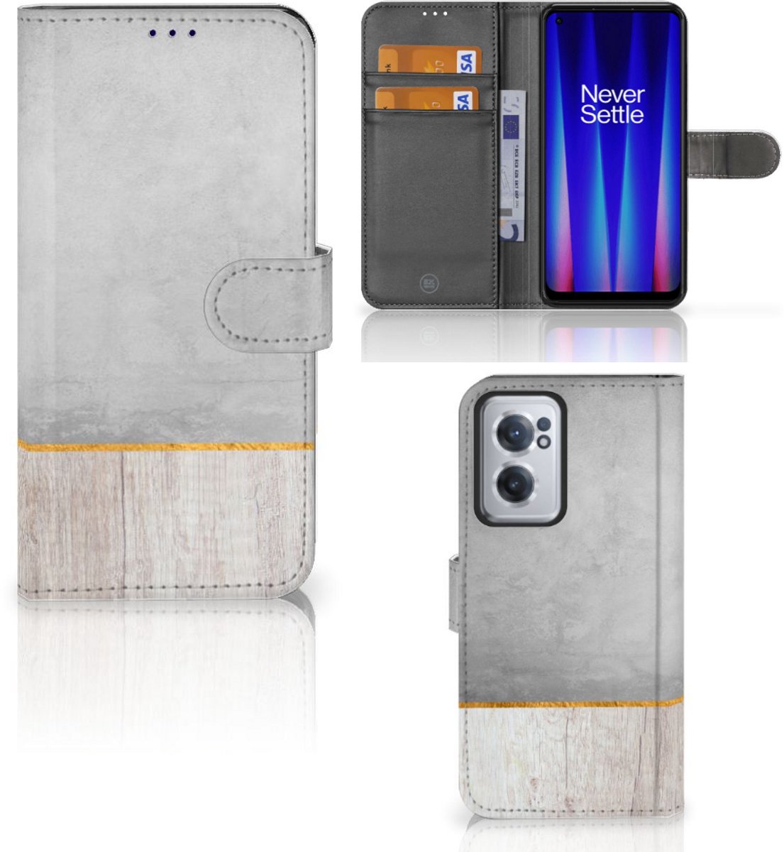 OnePlus Nord CE 2 Book Style Case Wood Concrete