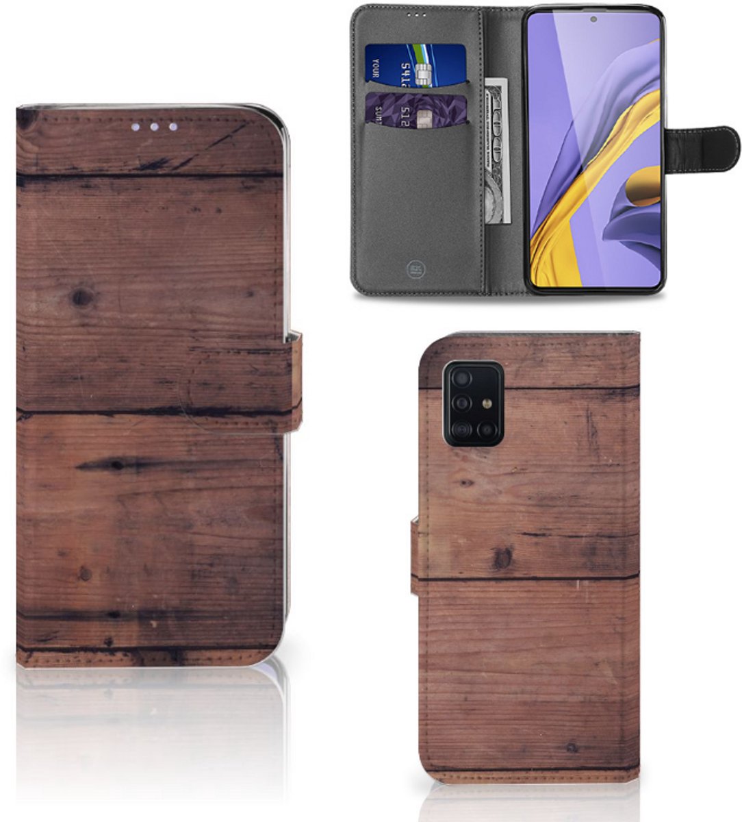 Samsung Galaxy A51 Book Style Case Old Wood