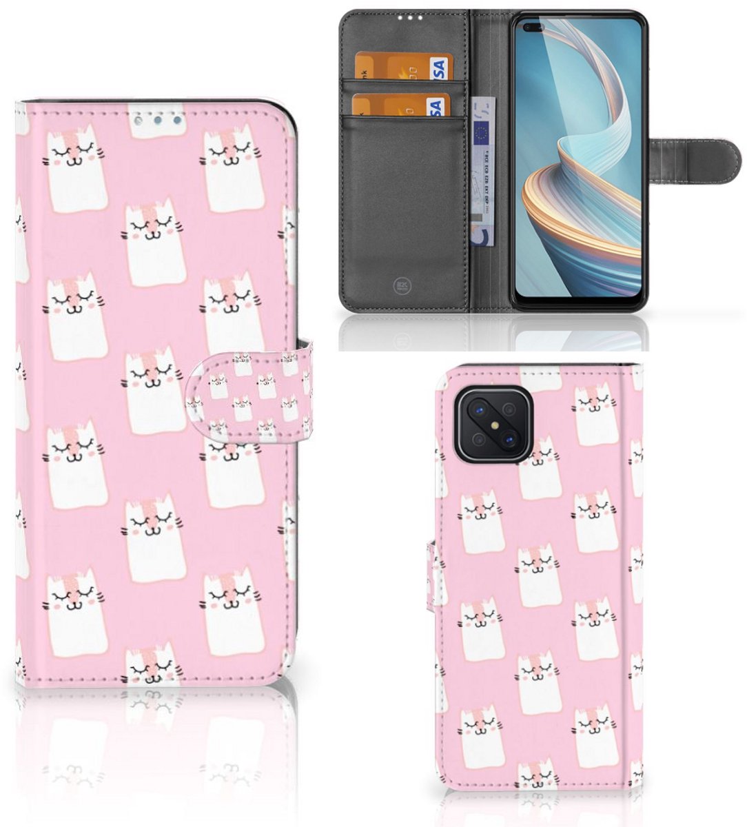 Book Case voor OPPO Reno4 Z Telefoonhoesje met Pasjes Sleeping Cats