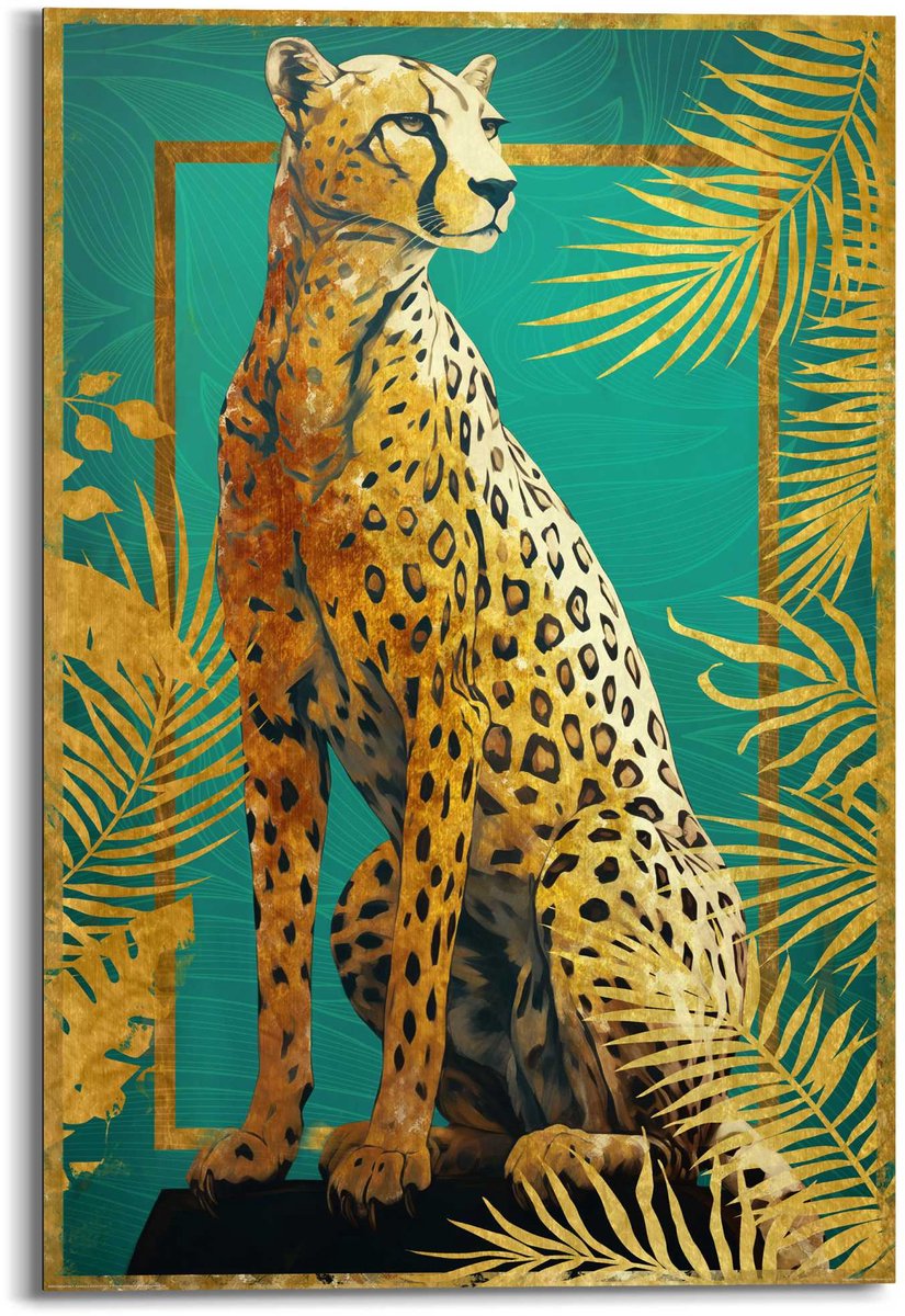 Schilderij Cheetah Pose - 90 x 60 - Hout - REINDERS