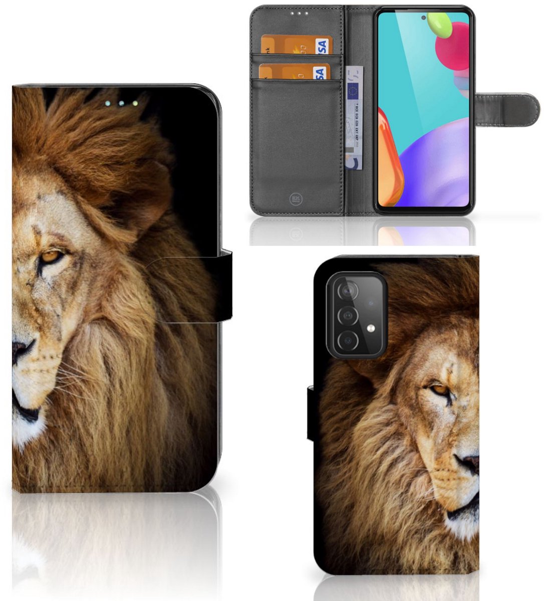 Samsung Galaxy A52 Telefoonhoesje met Pasjes Leeuw