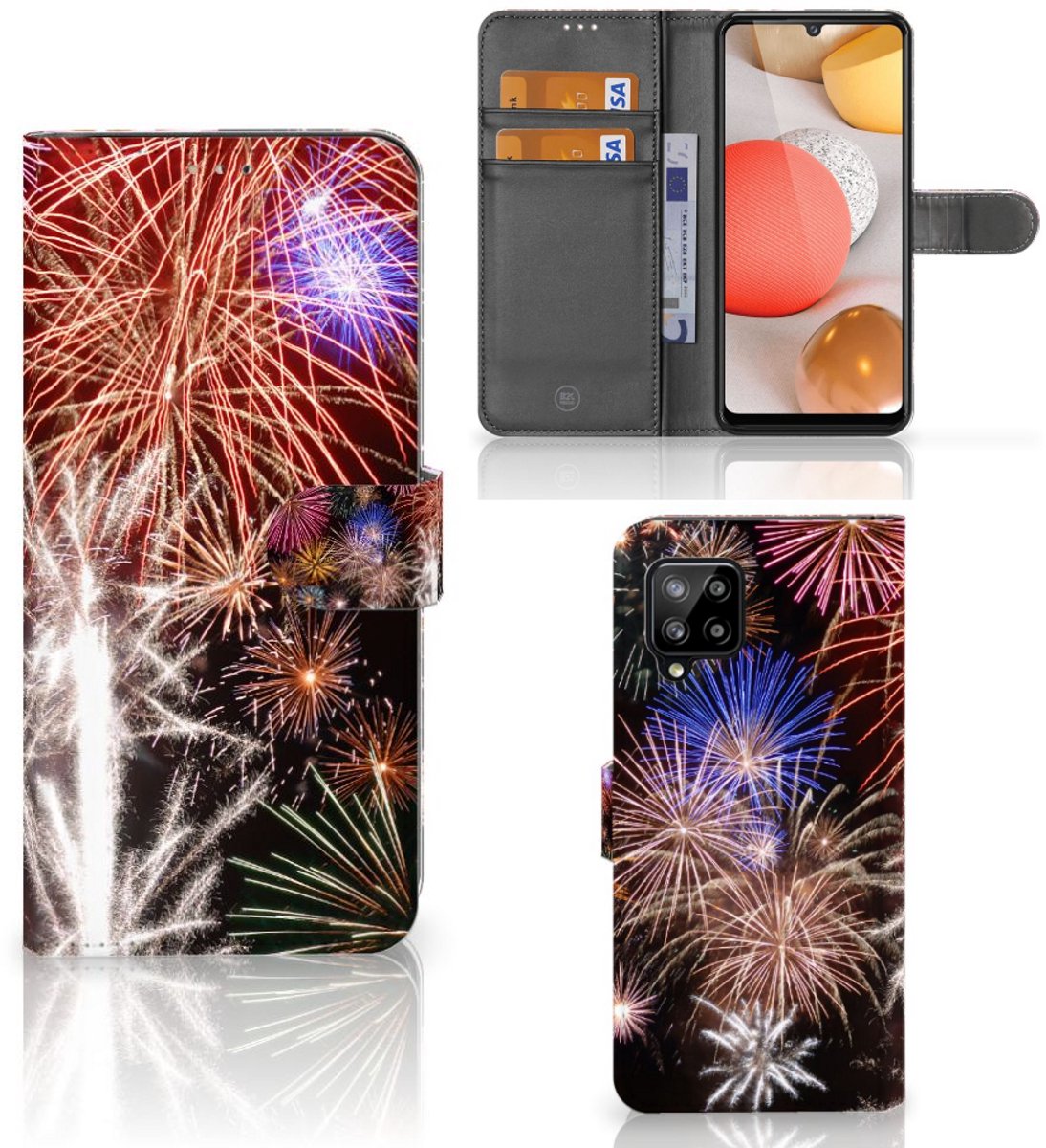 Samsung Galaxy A42 5G Wallet Case met Pasjes Vuurwerk