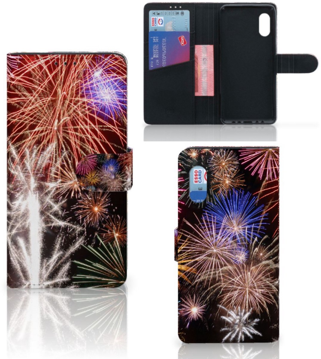 Samsung Xcover Pro Wallet Case met Pasjes Vuurwerk