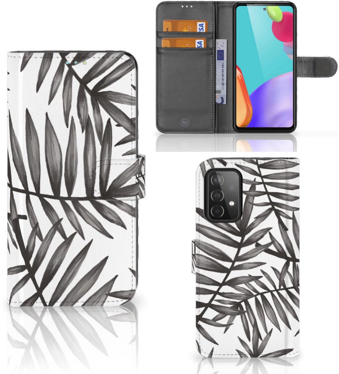 Samsung Galaxy A52 Hoesje Leaves Grey
