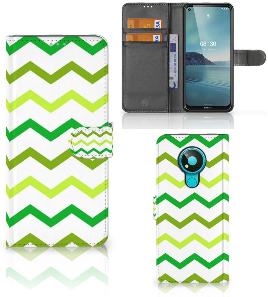 Nokia 3.4 Telefoon Hoesje Zigzag Groen