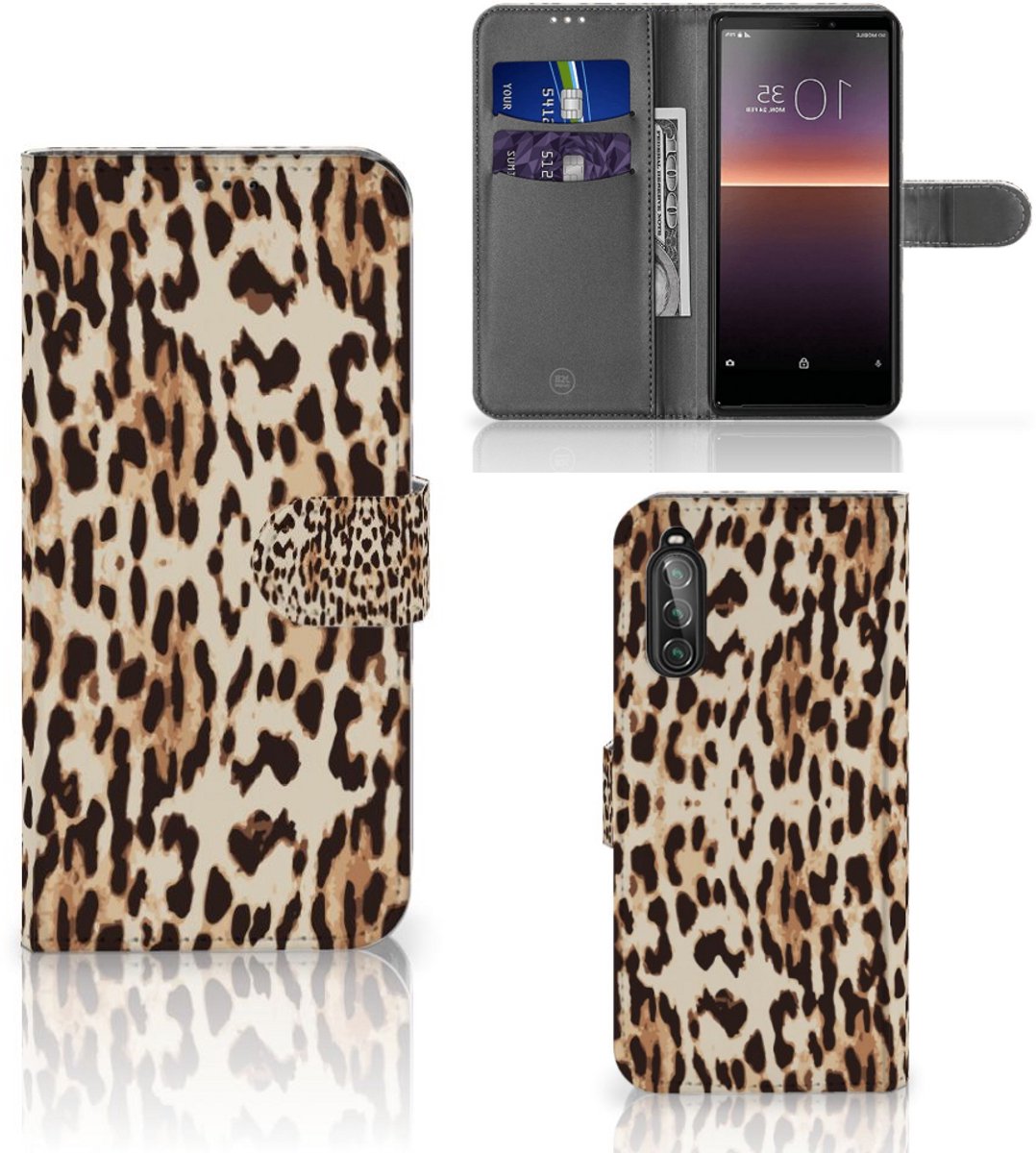 Sony Xperia 10 II Telefoonhoesje met Pasjes Leopard