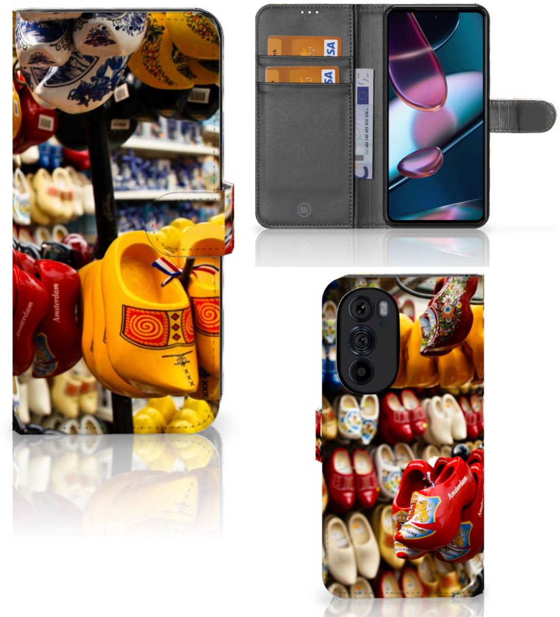 Book Case voor Motorola Edge 30 Pro Flip Cover Klompen