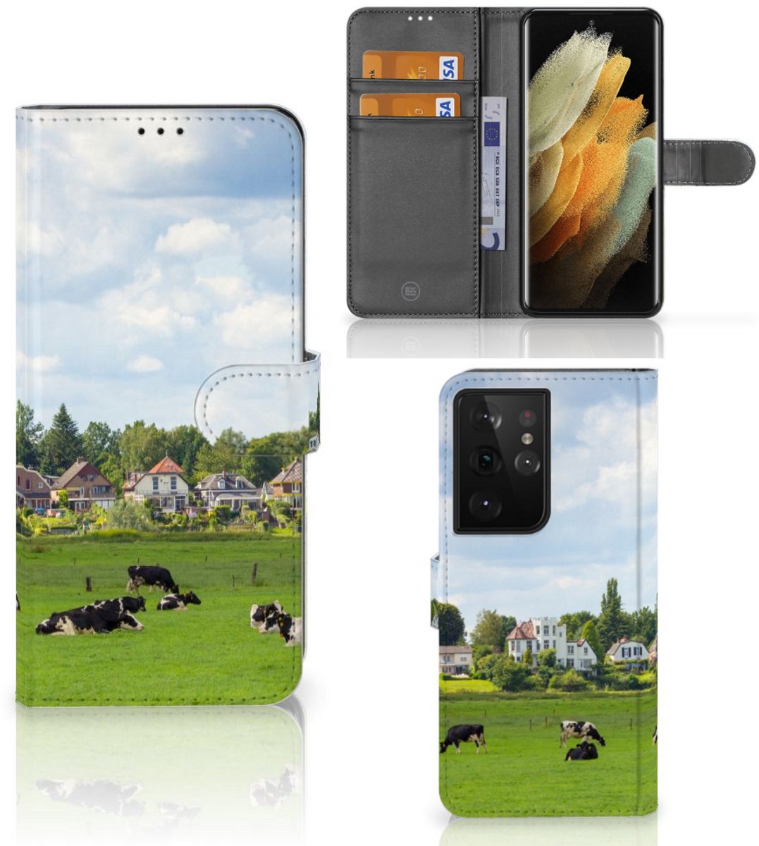 Samsung Galaxy S21 Ultra Telefoonhoesje met Pasjes Koeien