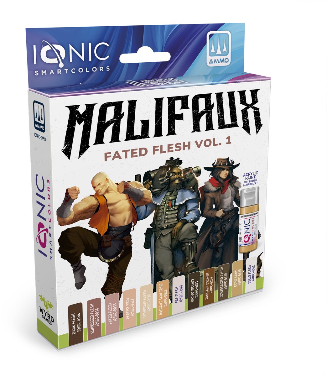 AMMO by Mig Jimenez Hobbyverf Acrylverf - MIG IO0459 Ionic Smart Colors - Malifaux Fated Flesh Vol. 1 Kleurenset - Acryl Set 12x20ml Verf set - 12x 20 ml