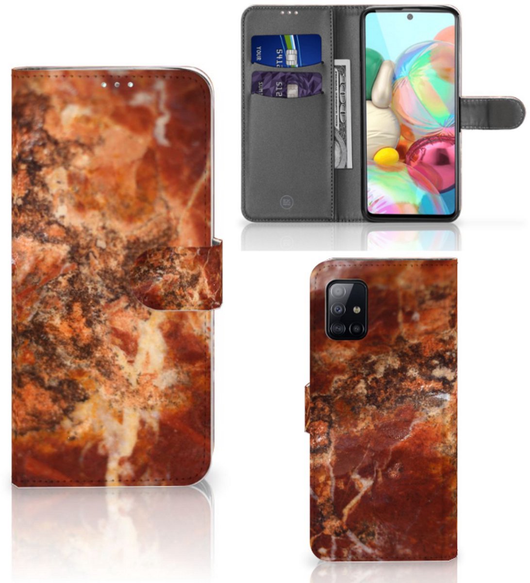 Samsung Galaxy A71 Bookcase Marmer Bruin