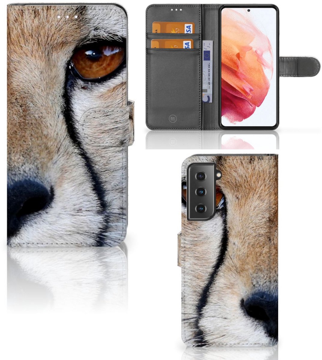 Samsung Galaxy S21 Telefoonhoesje met Pasjes Cheetah