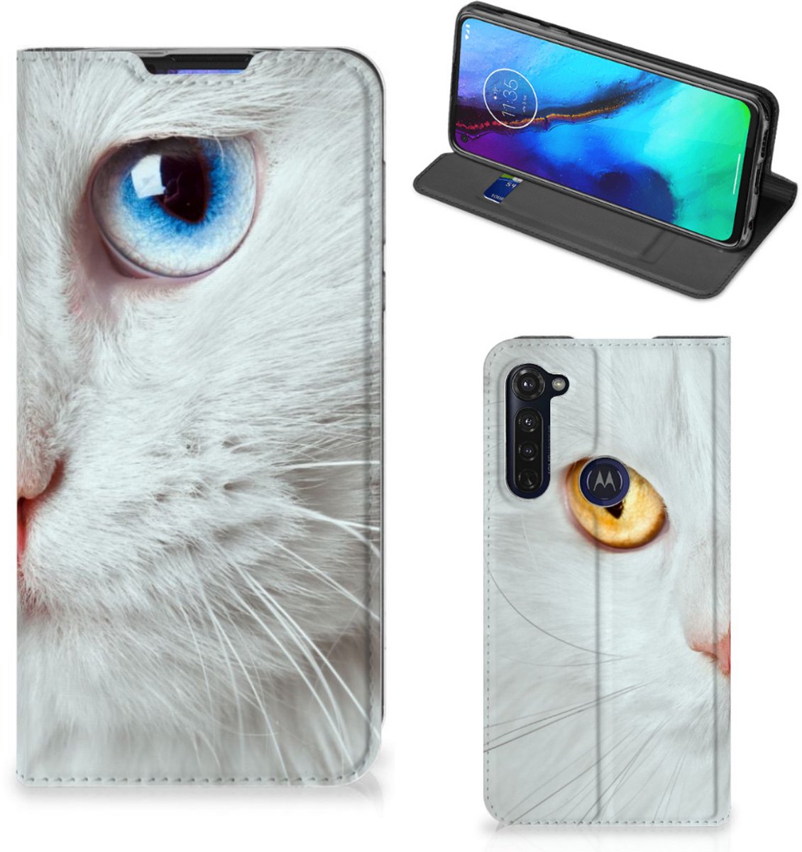 Motorola Moto G Pro Hoesje maken Witte Kat