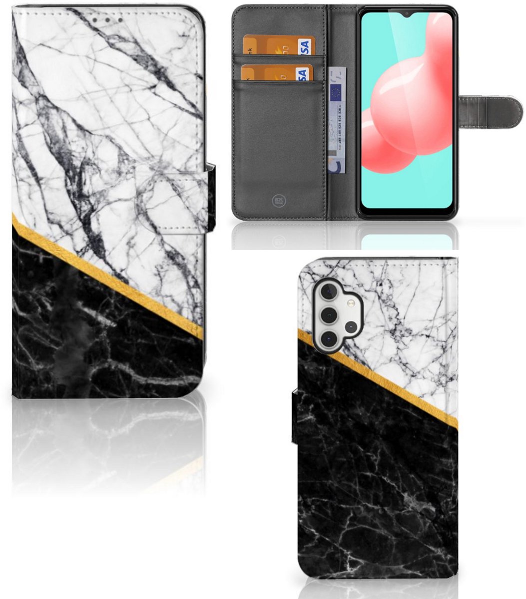 Samsung Galaxy A32 5G Bookcase Marmer Wit Zwart - Origineel Cadeau Man