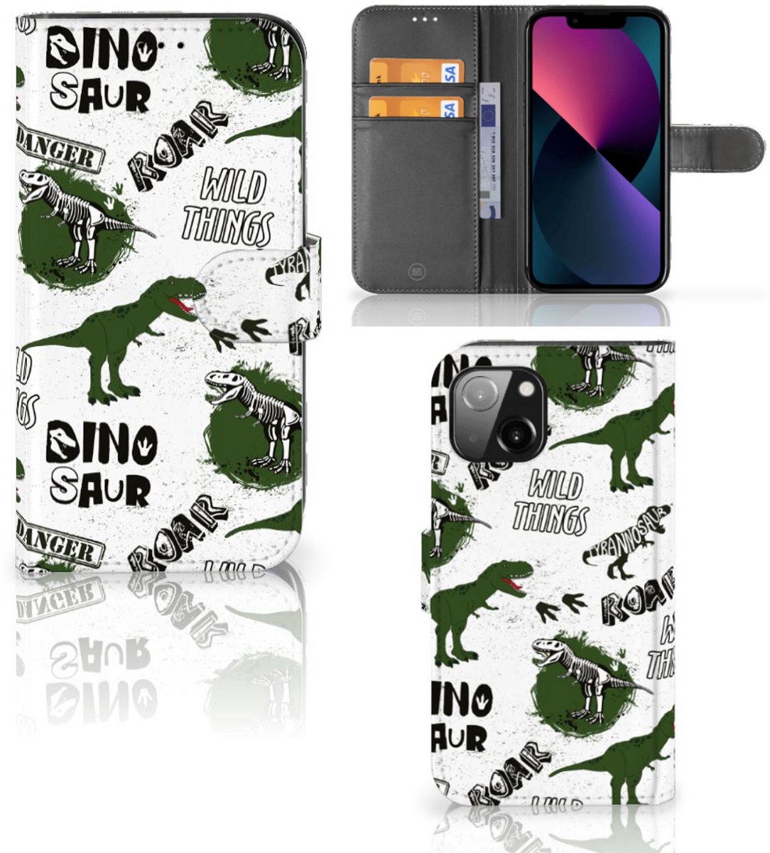Telefoonhoesje met Pasjes voor Apple iPhone 13 Dinosaurus