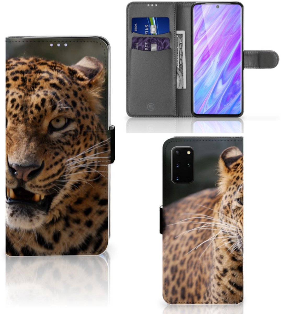 Samsung Galaxy S20 Plus Telefoonhoesje met Pasjes Luipaard