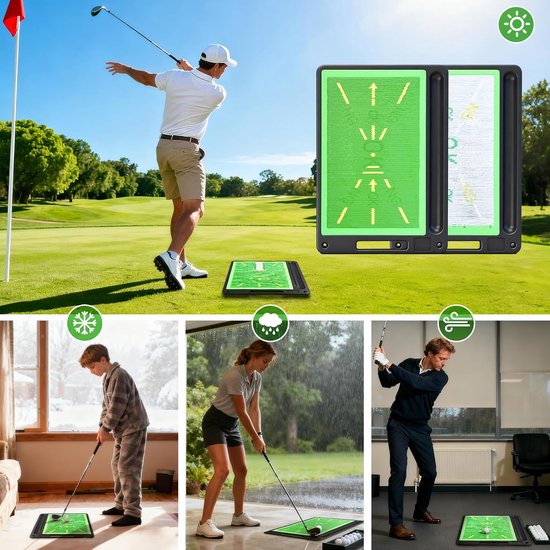 Golf Oefenmat - Golfmat Golfmatten - Swing Analyse - Dubbelzijdig Verwisselbaar - 44x31 cm - Groen van GOLF — afbeelding 4