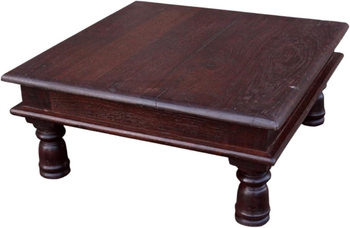 Kleine Tafel - Bloemenbankje Bijzettafel - Woondecoratie - Koloniale Stijl - 15x30x30 cm - Bruin