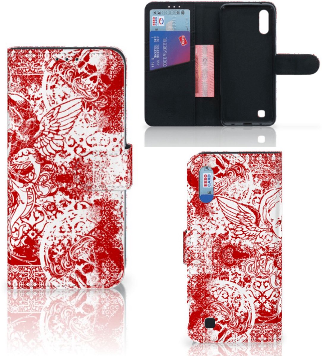 Telefoonhoesje met Naam Samsung Galaxy M10 Angel Skull Rood