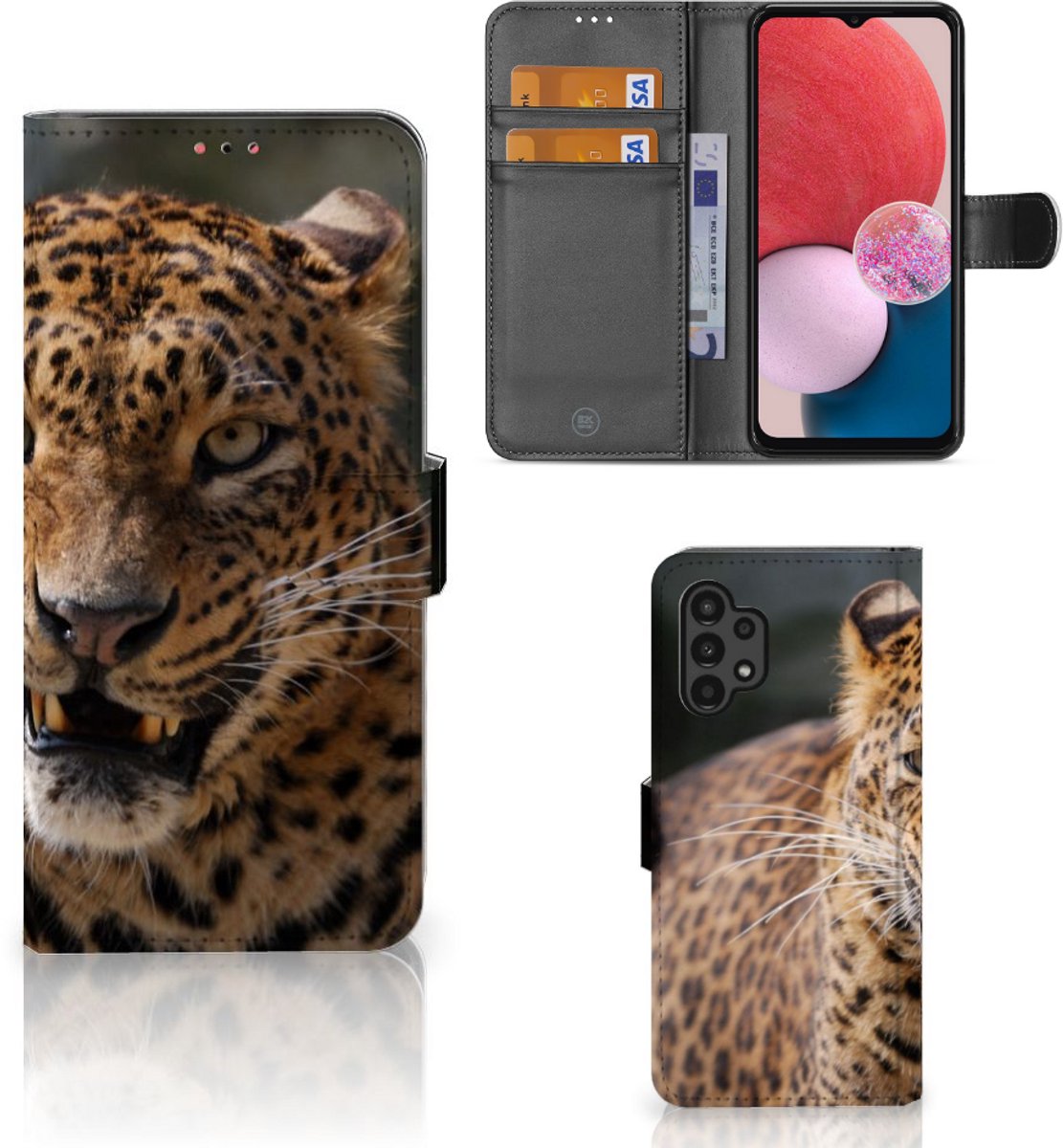 Samsung Galaxy A13 (4G) Telefoonhoesje met Pasjes Luipaard