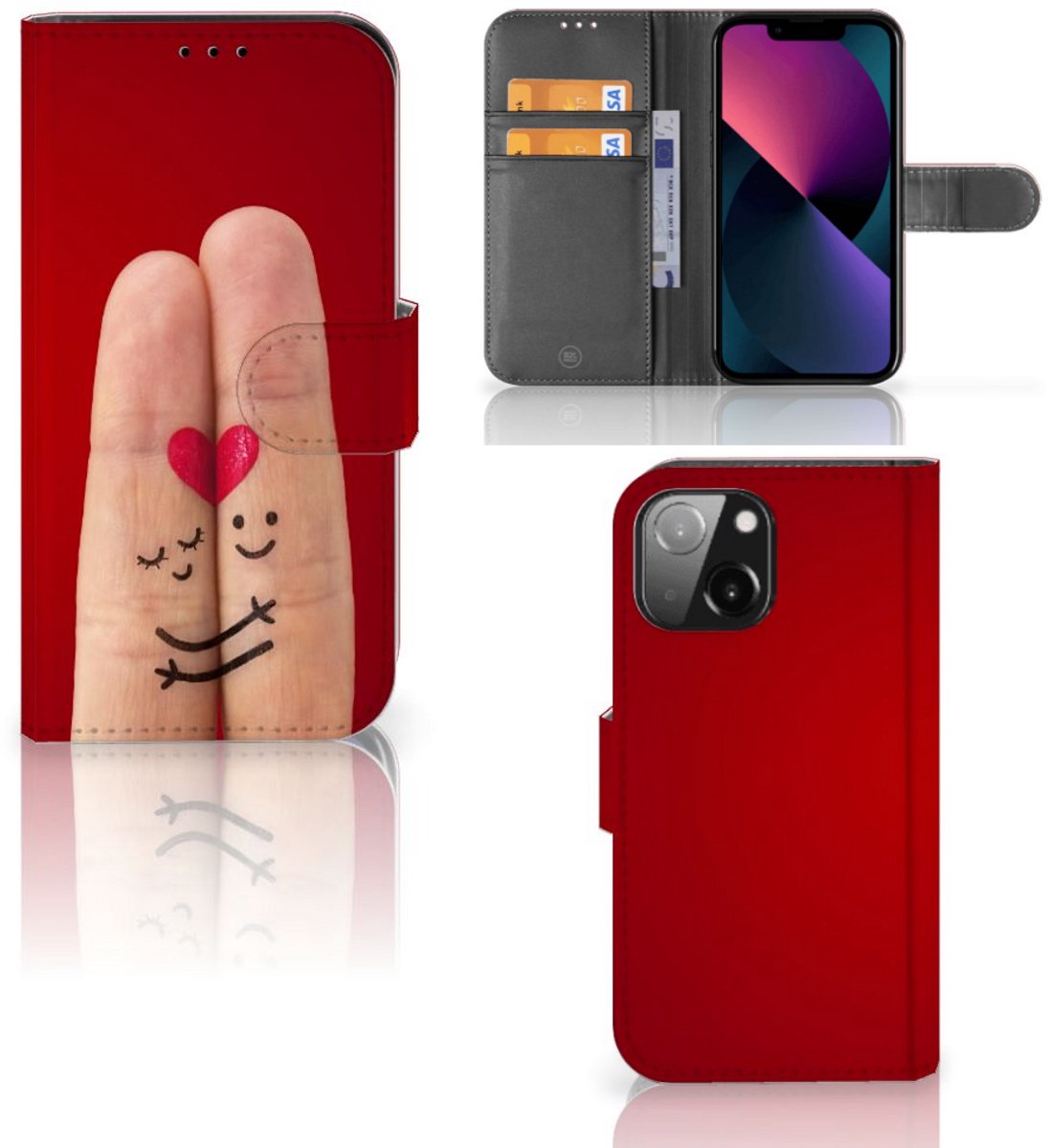 iPhone 13 Mini Wallet Case met Pasjes Liefde - Origineel Romantisch Cadeau