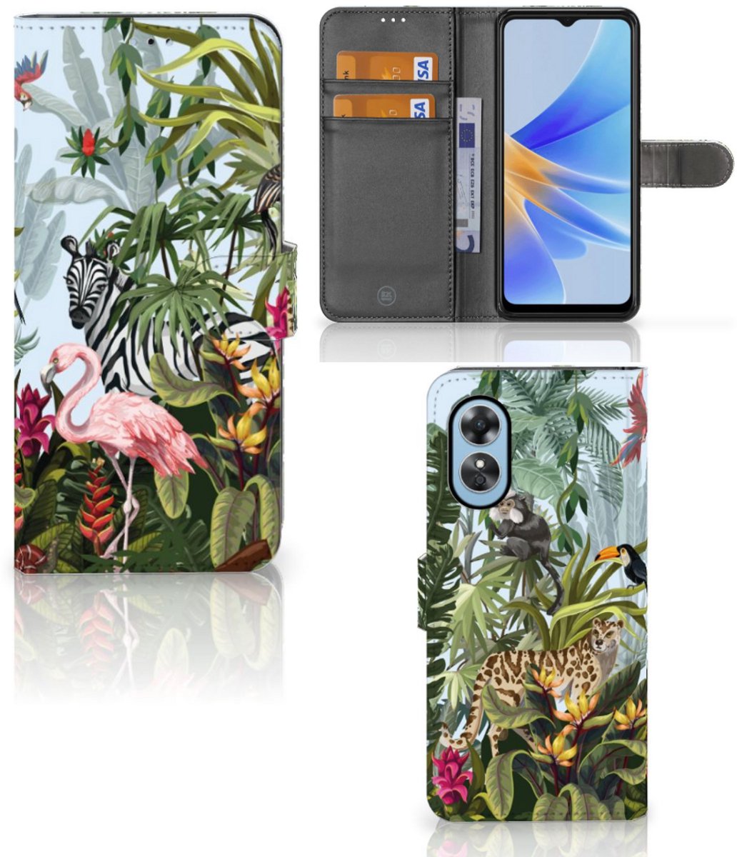 Telefoonhoesje met Pasjes voor OPPO A17 Jungle
