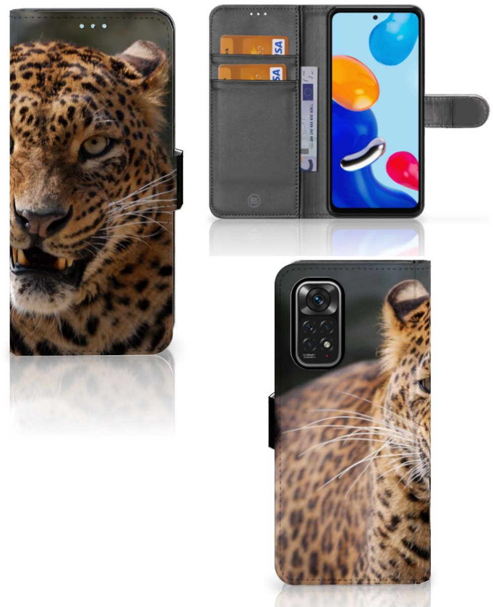 Xiaomi Redmi Note 11/11S Telefoonhoesje met Pasjes Luipaard
