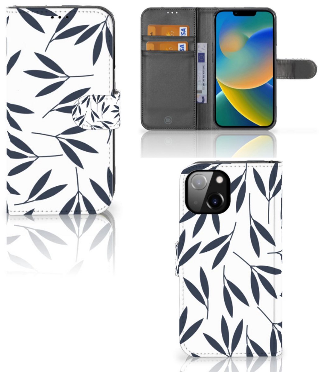 Apple iPhone 14 Hoesje Leaves Blue