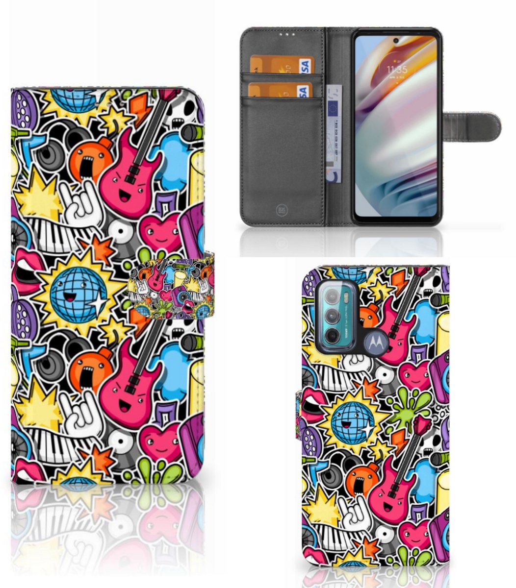 Motorola Moto G60 Wallet Case met Pasjes Punk Rock