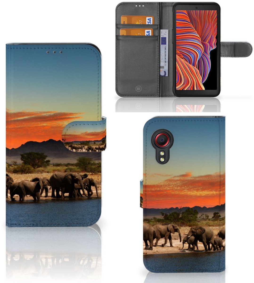 Samsung Galaxy Xcover 5 Telefoonhoesje met Pasjes Olifanten