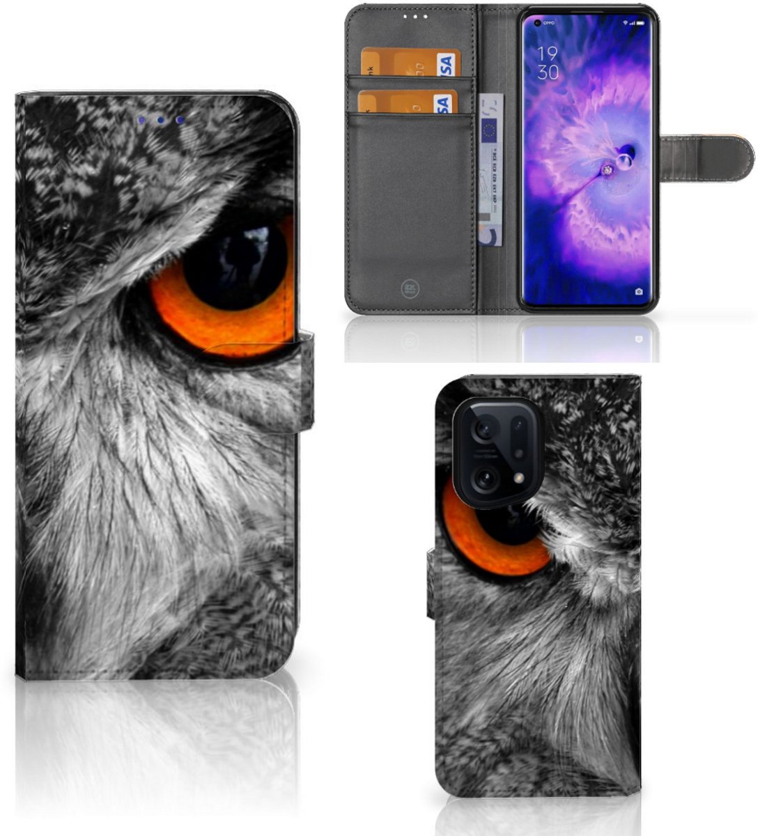 OPPO Find X5 Telefoonhoesje met Pasjes Uil