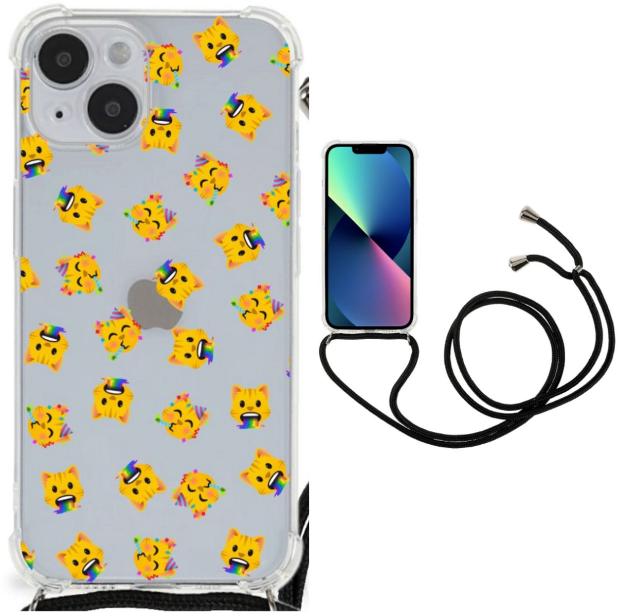 Doorzichtige Silicone Hoesje voor iPhone 14 Plus Katten Emojis