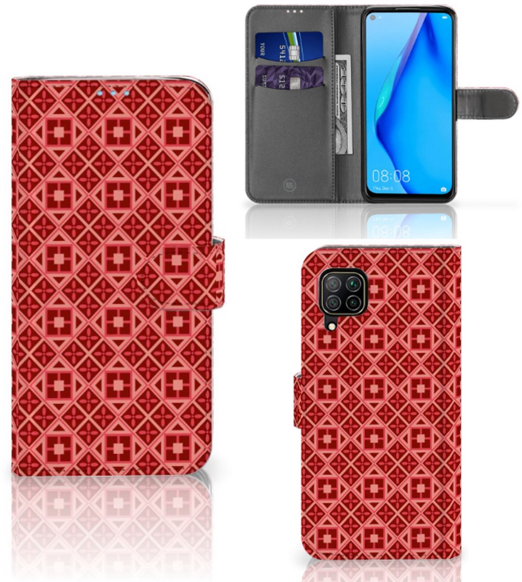 Huawei P40 Lite Telefoon Hoesje Batik Rood