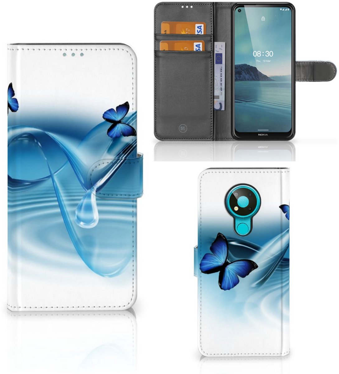 Nokia 3.4 Telefoonhoesje met Pasjes Vlinders