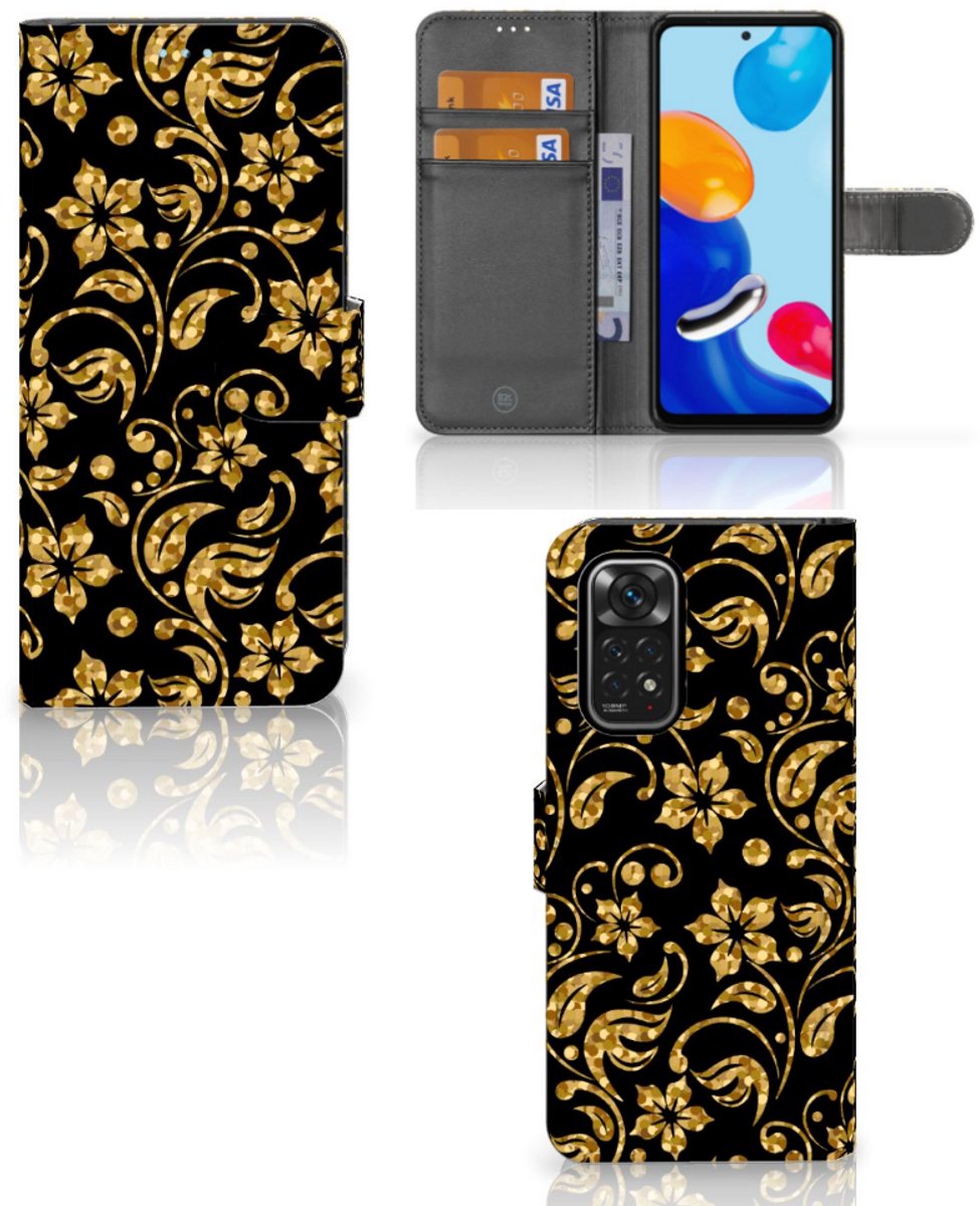 Xiaomi Redmi Note 11/11S Hoesje Gouden Bloemen