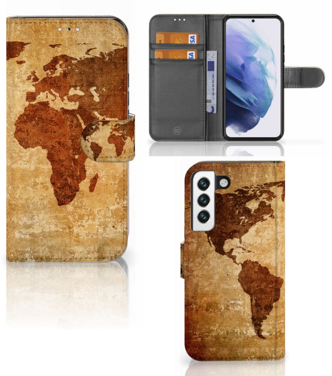Samsung Galaxy S22 Flip Cover Wereldkaart