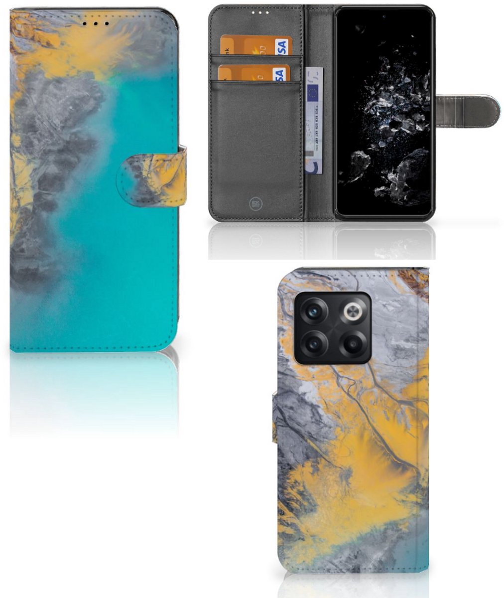 OnePlus 10T Bookcase Marble Blue Gold