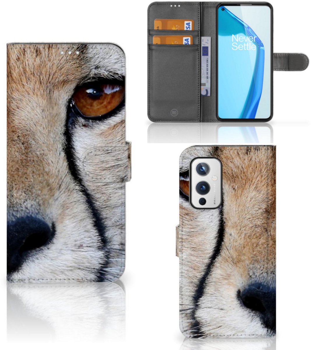 OnePlus 9 Telefoonhoesje met Pasjes Cheetah