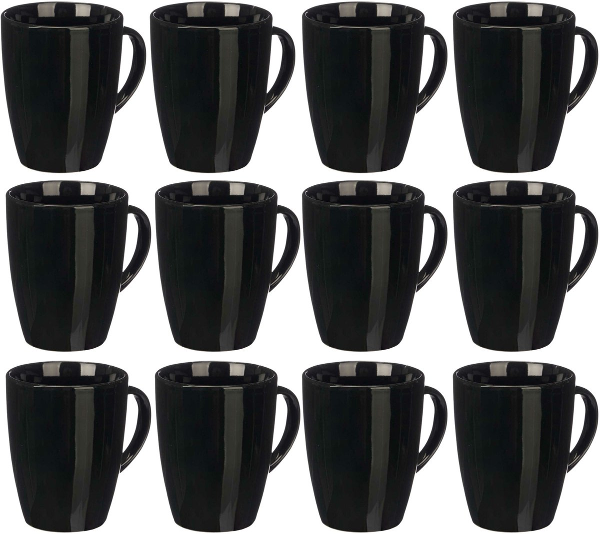Vessia Design koffie mokken - 12x - zwart - keramiek - 330 ml